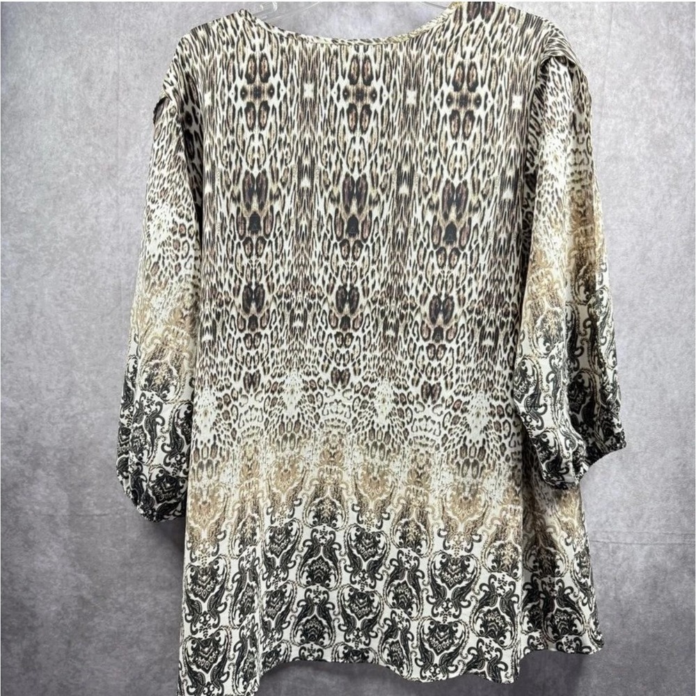 Cato Tunic Shirt Womens 18/20W Animal Print Paisley Boho 3/4 Sleeve Top‎ Plus - Picture 2 of 8